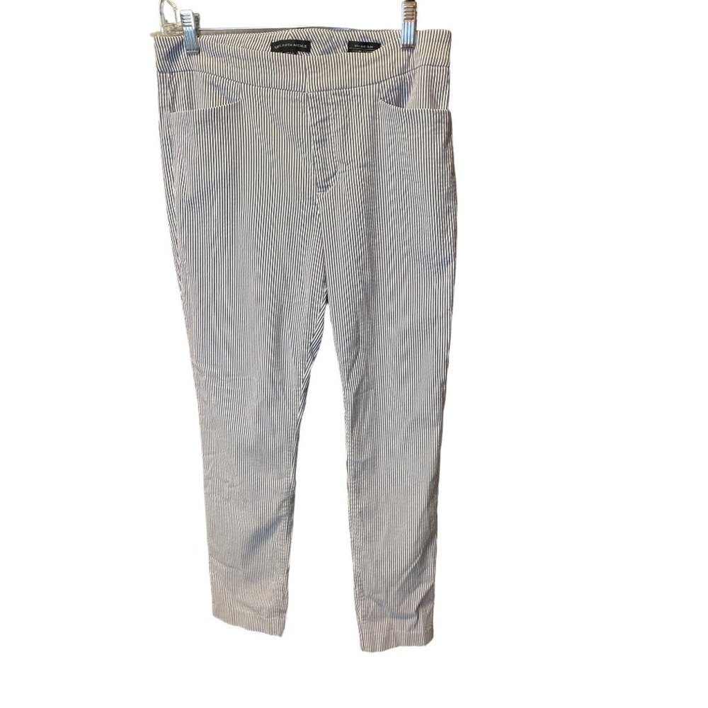 Saks Fifth Avenue 5th Avenue Slim Blue White Seersucker Pants Sz 6